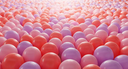 Obraz premium Soft, round objects in shades of pink, coral, and lavender fill the frame, creating a playful and celebratory atmosphere. Symbolizes joy, party, and festivity.