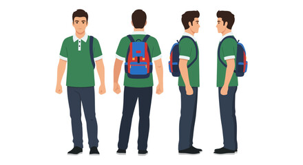 Obraz premium Student Character Set Depicting Multiple Poses for Design.