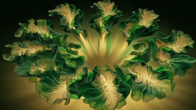 Biomorphic Green Sustainability Loop Animation Isolated on Dark Background