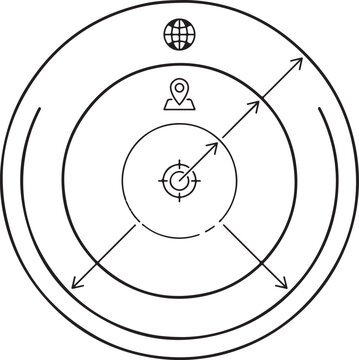 Circular map radius search vector icon