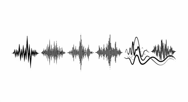 A collection of seismic waveform graphs with varying amplitudes and frequencies, displayed horizontally