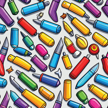 Colorful markers and pens scattered together.
