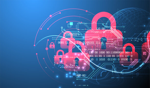 Data security Illustrates cyber data or information privacy idea. Color abstract  technology background.