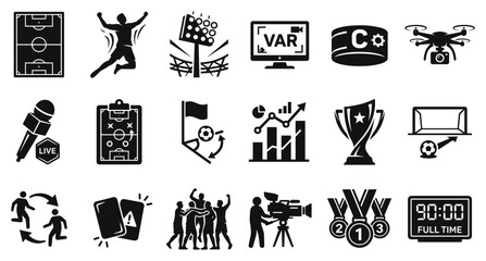 Soccer football match game var cup sign glyph icon set for team sport event art vector illustration © Md Robin Hasan