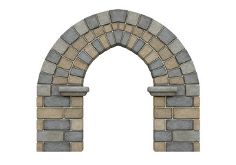 Fototapeta premium Stone archway with intricate carvings on neutral background isolated on transparent background