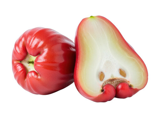 red rose apple fruit photo on transparent background food photography cut fresh