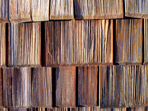 Wooden roof shingles. Photographed in the village of Alpbach in Tyrol.
