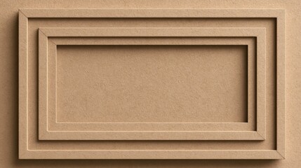 Fototapeta premium Stacked rectangular panel frames on neutral board, crisp relief edges and layered profiles convey carpentry detail, refined trim sample with minimalist architectural mood and precise composition.