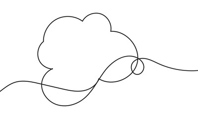 Obraz premium Cloud Landscape Continuous One Line Drawing Vector Illustration. Continuous Line Sky Cloud Drawing Design Element.