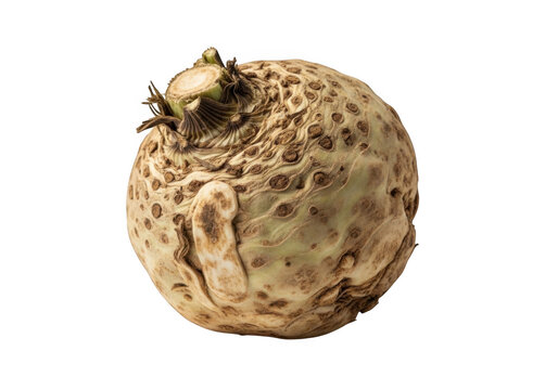 celeriac root vegetable on transparent background food produce knobly edible natural organic