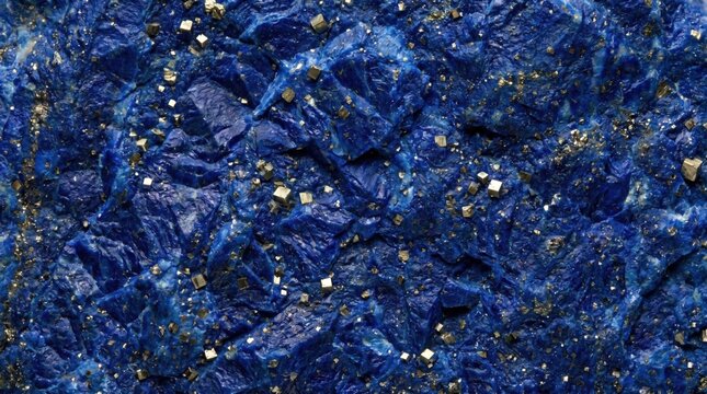 Micro-texture background of raw lapis lazuli stone with golden pyrite inclusions