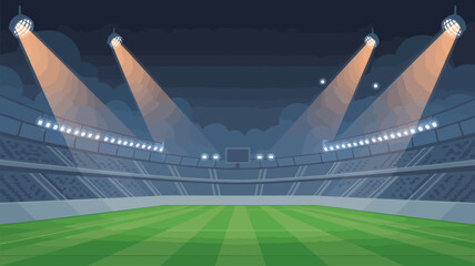stadium spotlight beams vector illustration night lights arena sports field event competition game venue outdoor scenic background graphic design iconic spectacle © MdRafiqul