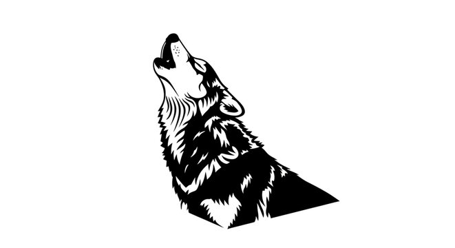 Wolf howling at the moon alone.