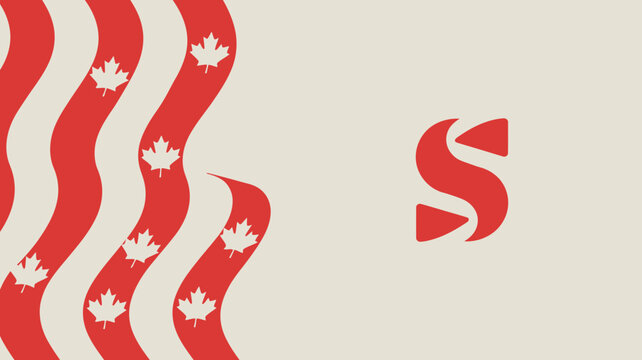 maple leafs with red waves and letter s pattern design graphic illustration symbol canadian identity culture nature logo branding icon abstract