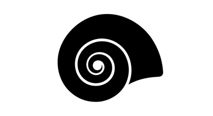 Black snail shell spiral design element. © Rendi