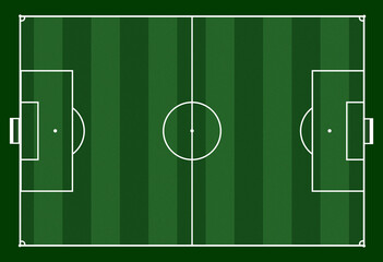 Green soccer field with white lines and goals for football game © sacanvas