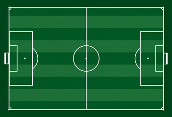 Green soccer field with white lines and goals on both ends for football games © sacanvas