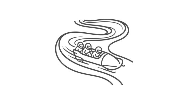 Four person bobsled team racing down an icy track.