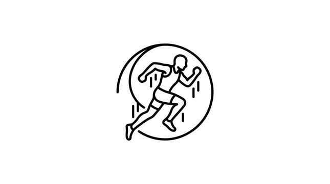 Minimalist line art icon of a runner sprinting.
