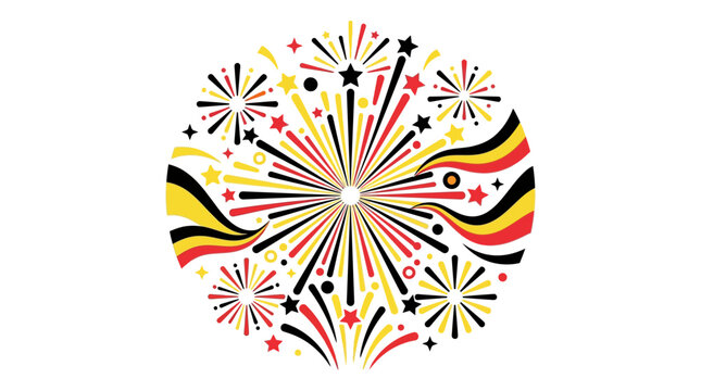 Festive German flag colors firework explosion design.