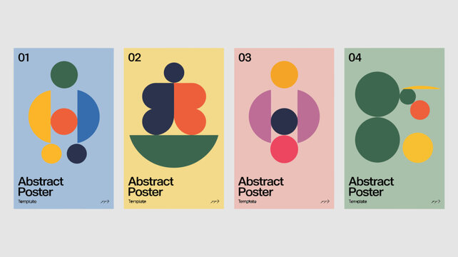 abstract poster template colorful geometric shapes design artwork graphic modern simple minimalist circle ellipse triangle square pattern background composition layout visual
