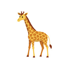 Obraz premium Cute cartoon giraffe standing with horns