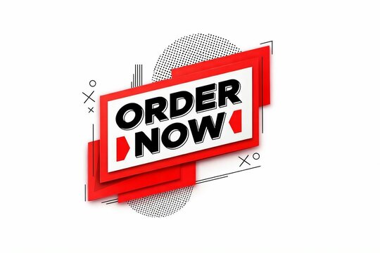 Modern order now button with bold red and white design for advertising and promotions