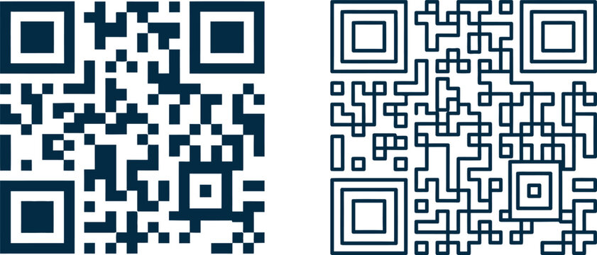 qr code icon design in blue and white with square patterns for fast mobile scanning