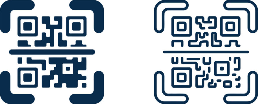 qr code scan icon design with blue network lines and white connection arrows for technology apps