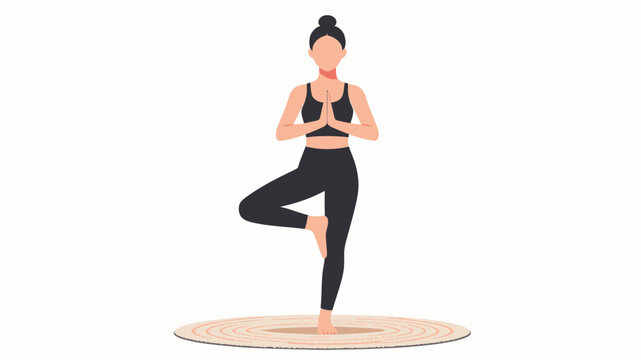 Woman in yoga pose on mat.