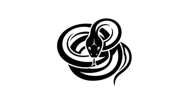 Black snake curled up tightly coiled.