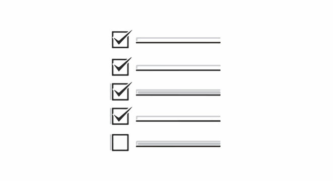 A list with four checked items and one unchecked item