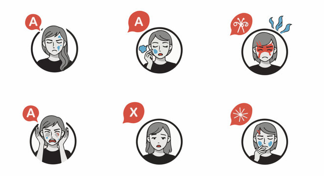 Diverse facial expressions of a woman depicting various emotional states and reactions