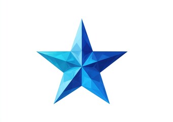 Fototapeta premium A vibrant, geometric blue star, rendered with sharp, angular facets
