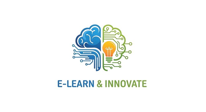Digital Brain with Lightbulb for E Learning Innovation.
