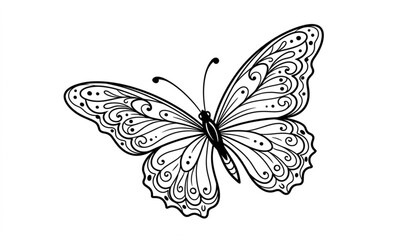 Decorative Butterfly Sketch Illustration Isolated with Delicate Artistic Wing Patterns © Boloram