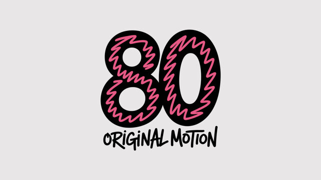 number eighty with pink squiggles on white background digit numeric symbol graphic design logo text typography modern abstract artistic simple clean
