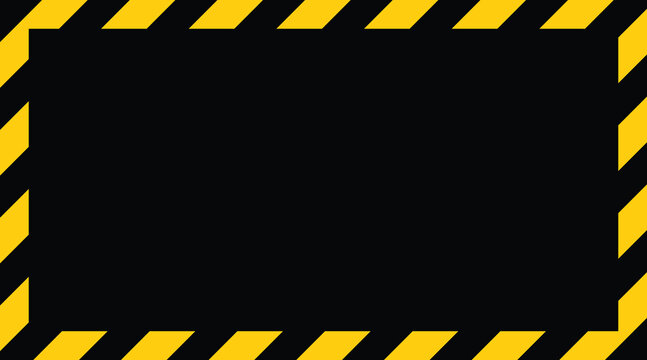Yellow and black striped warning border frame for safety signage and hazard alerts  industrial caution tape design element