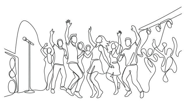 People dancing at a lively music festival.