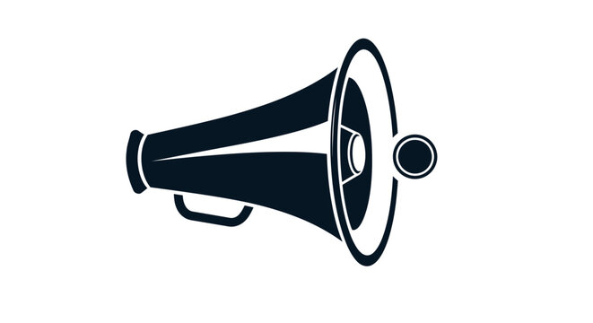 Black megaphone with handle and mouthpiece.