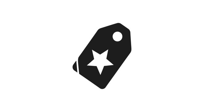 Black tag with white star symbol.
