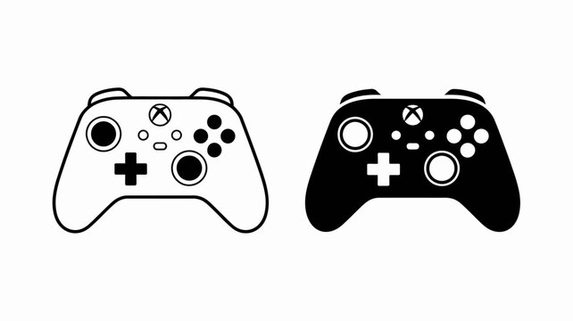 game controllers line art controller joystick video games black white silhouette vector illustration gaming entertainment recreation leisure technology electronics console input