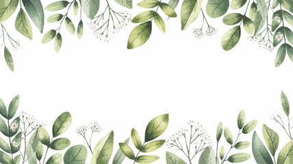 decorative leaf border watercolor green floral ornament frame nature botanical pattern design artwork illustration natural fresh spring summer greeting card template © Nargis