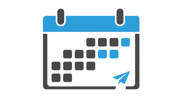 Digital calendar icon with blue header.