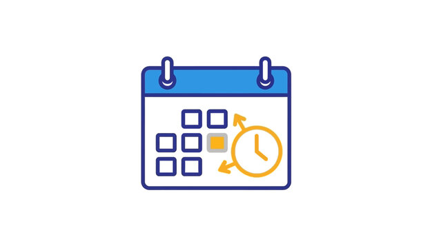 Digital calendar icon with clock.