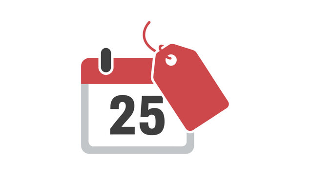 Red calendar with price tag.