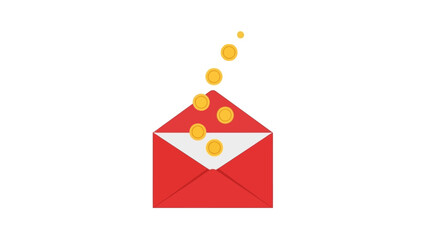 Red Envelope with Coins Spilling Out. © Lisdiyati