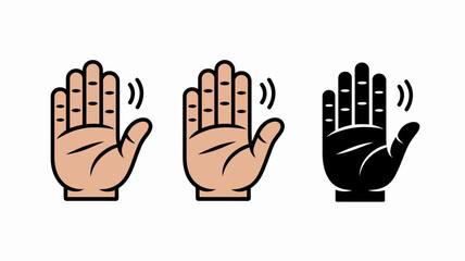 Fototapeta premium three hand gestures vector illustration gesture palm fingers symbol communication sign language black white color icon graphic design simple clear modern