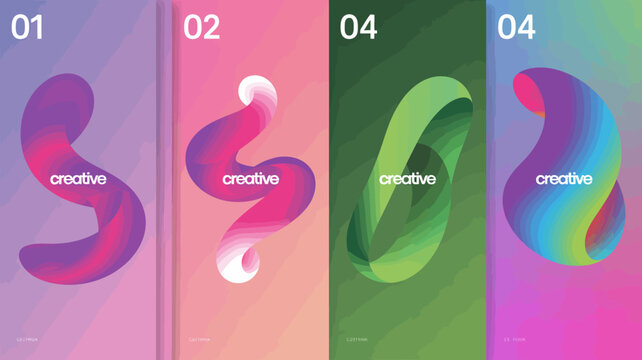 abstract poster designs with colorful gradients shapes artwork graphic modern visual composition creative pattern background illustration digital art minimalist trendy stylish