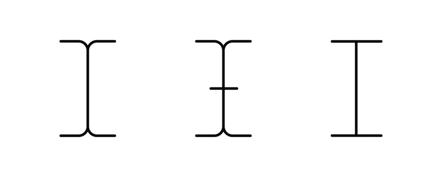 Text Cursor IBeam Pointer. Typography Selector Line Icon Set. Vector Illustration.